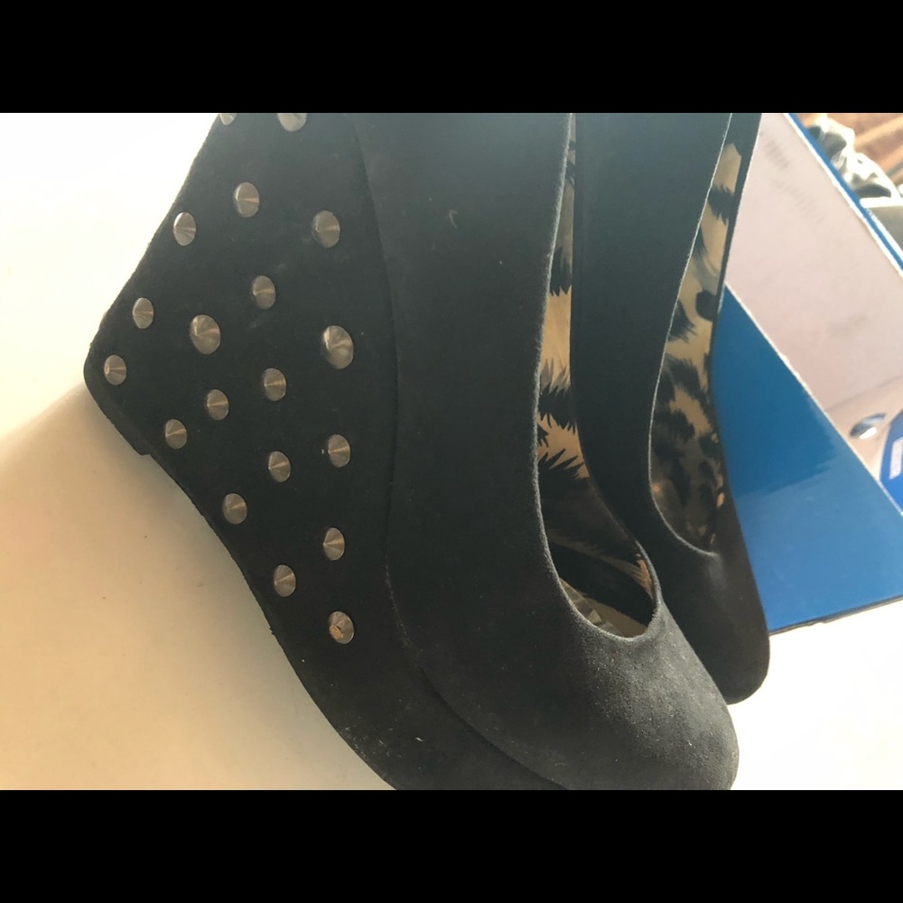 Black studded wedges shoes